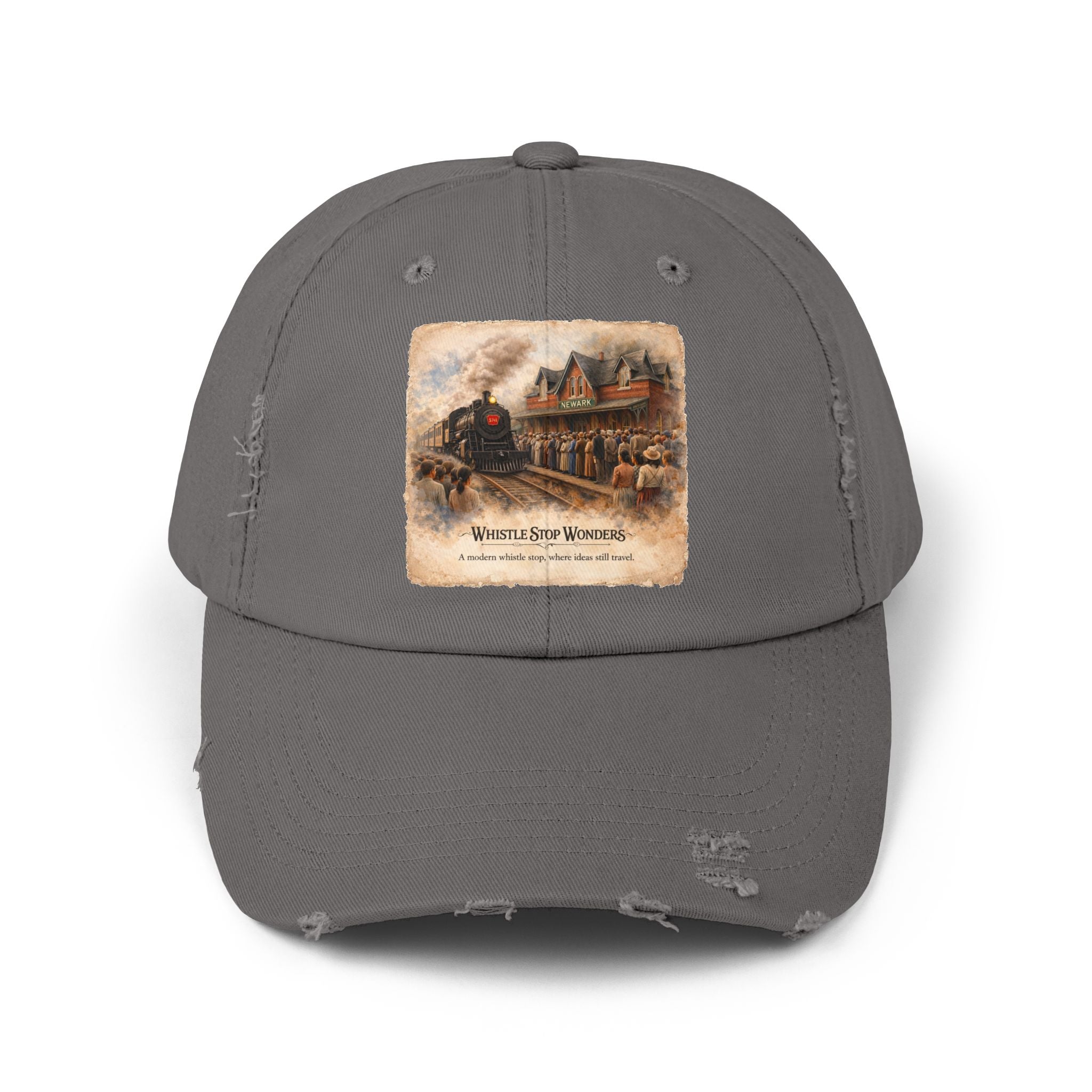 Whistle Stop Wonders™  2026 Newark, DE Edition Distressed Cap — Railroad Graphic Hat