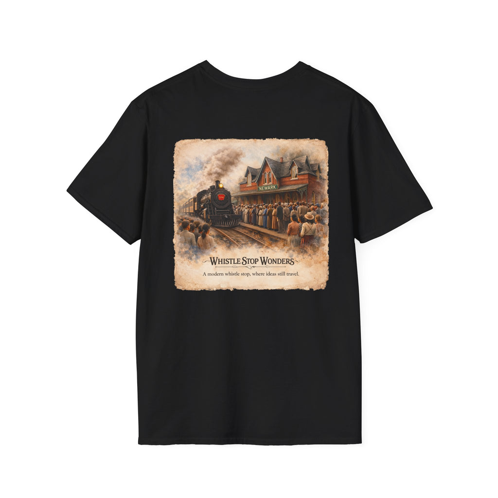 Whistle Stop Wonders™  2026 Newark, DE Edition Vintage T-Shirt — "Whistle Stop Wonders" Retro Steam Engine Tee