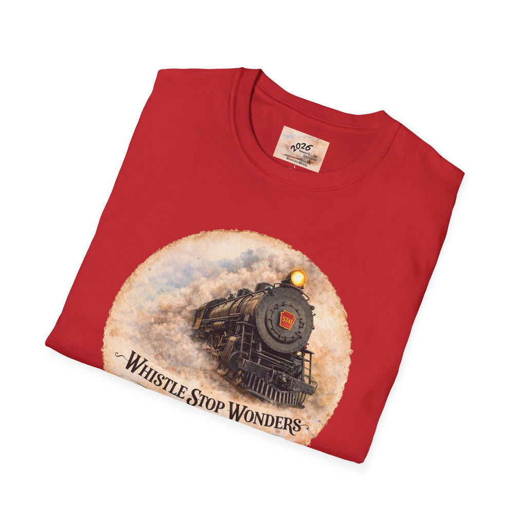 Whistle Stop Wonders™  2026 Newark, DE Edition Vintage T-Shirt — "Whistle Stop Wonders" Retro Steam Engine Tee