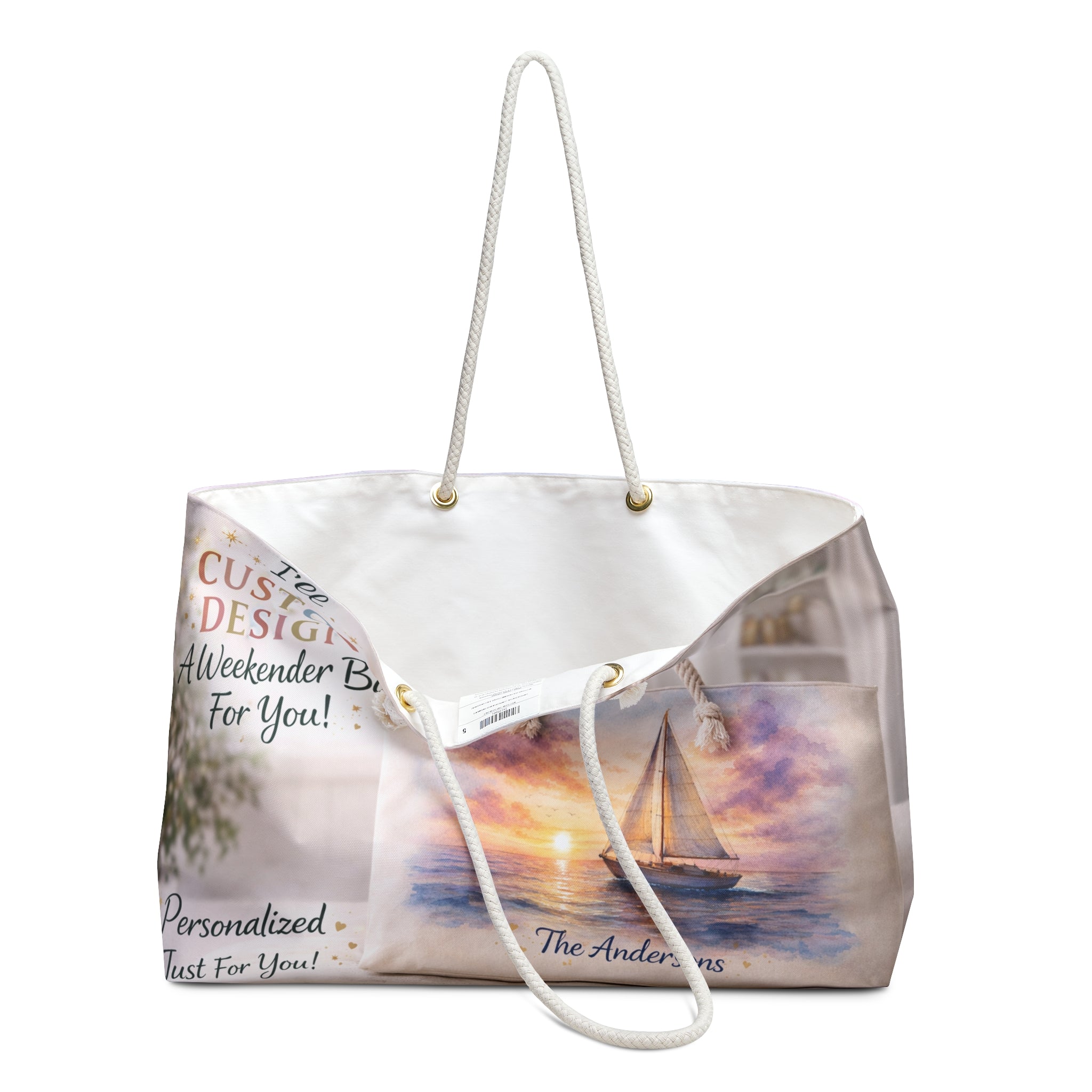 Personalized Custom Watercolor Landscape Weekender Bag — Travel Tote