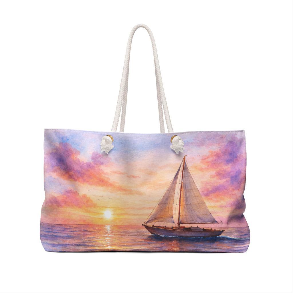 Personalized Custom Watercolor Landscape Weekender Bag — Travel Tote