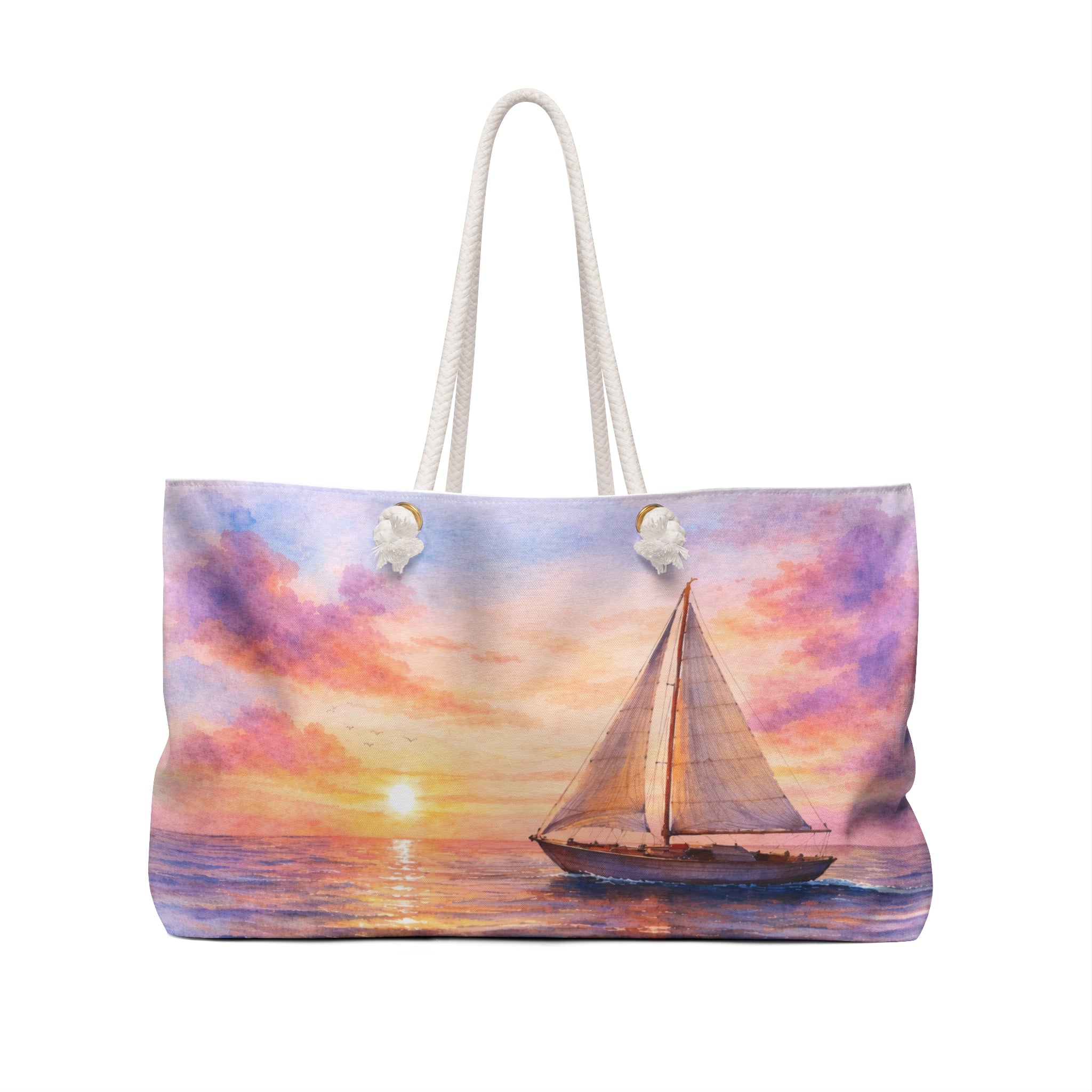 Personalized Custom Watercolor Landscape Weekender Bag — Travel Tote
