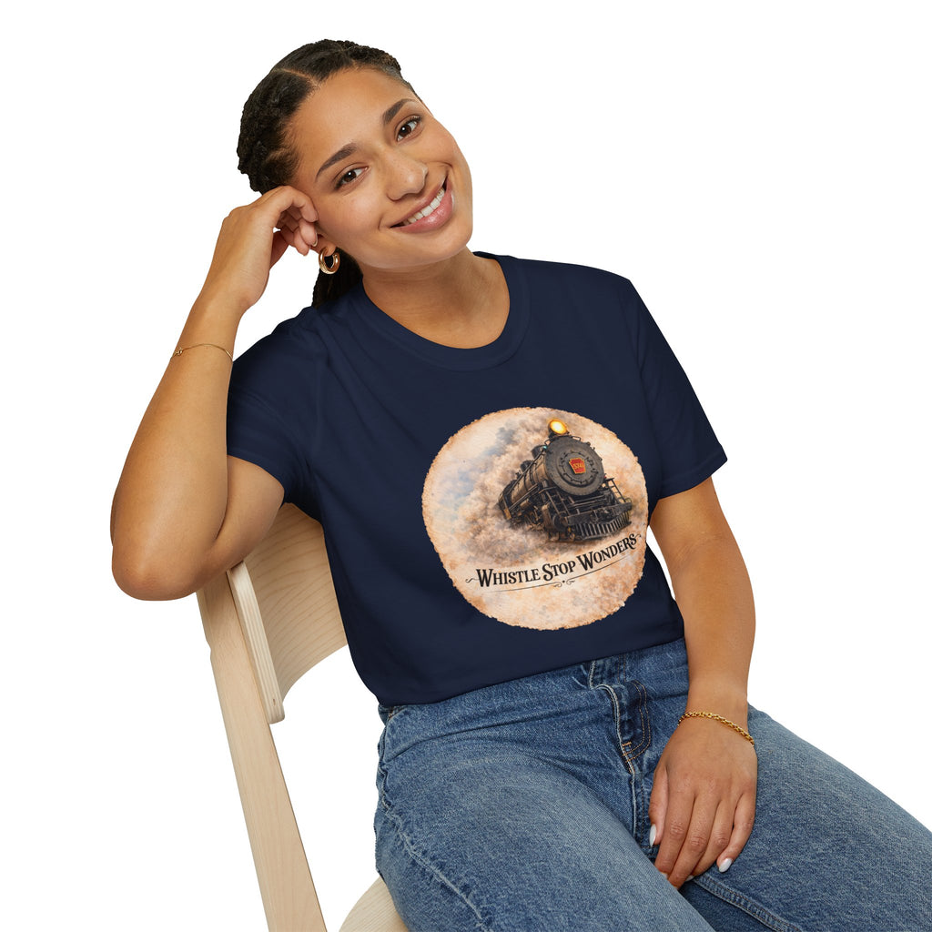 Whistle Stop Wonders™  2026 Newark, DE Edition Vintage T-Shirt — "Whistle Stop Wonders" Retro Steam Engine Tee