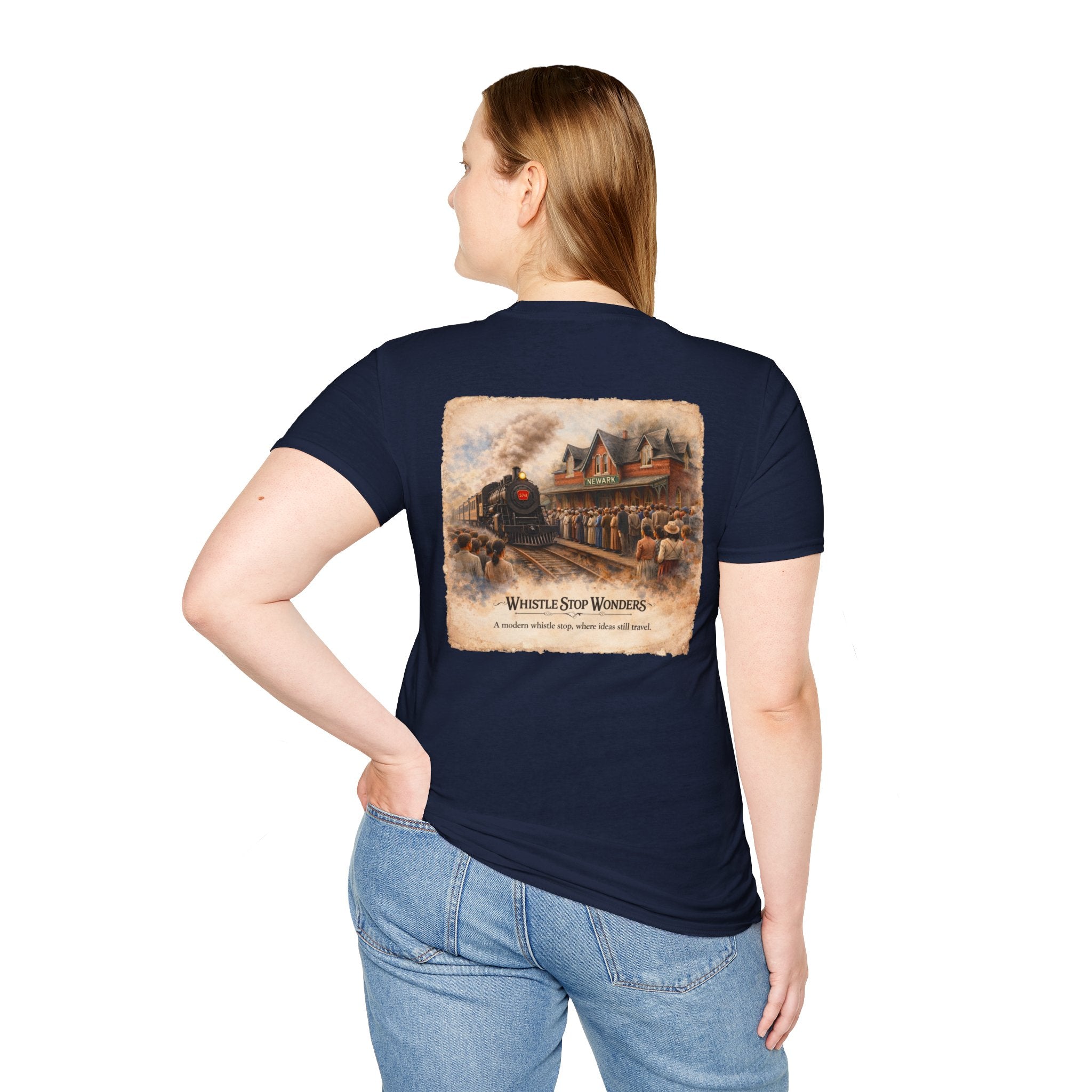 Whistle Stop Wonders™  2026 Newark, DE Edition Vintage T-Shirt — "Whistle Stop Wonders" Retro Steam Engine Tee