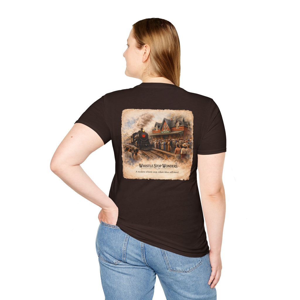 Whistle Stop Wonders™  2026 Newark, DE Edition Vintage T-Shirt — "Whistle Stop Wonders" Retro Steam Engine Tee