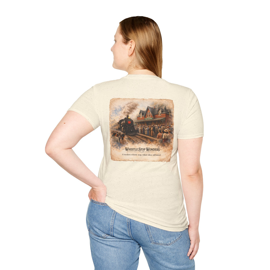 Whistle Stop Wonders™  2026 Newark, DE Edition Vintage T-Shirt — "Whistle Stop Wonders" Retro Steam Engine Tee