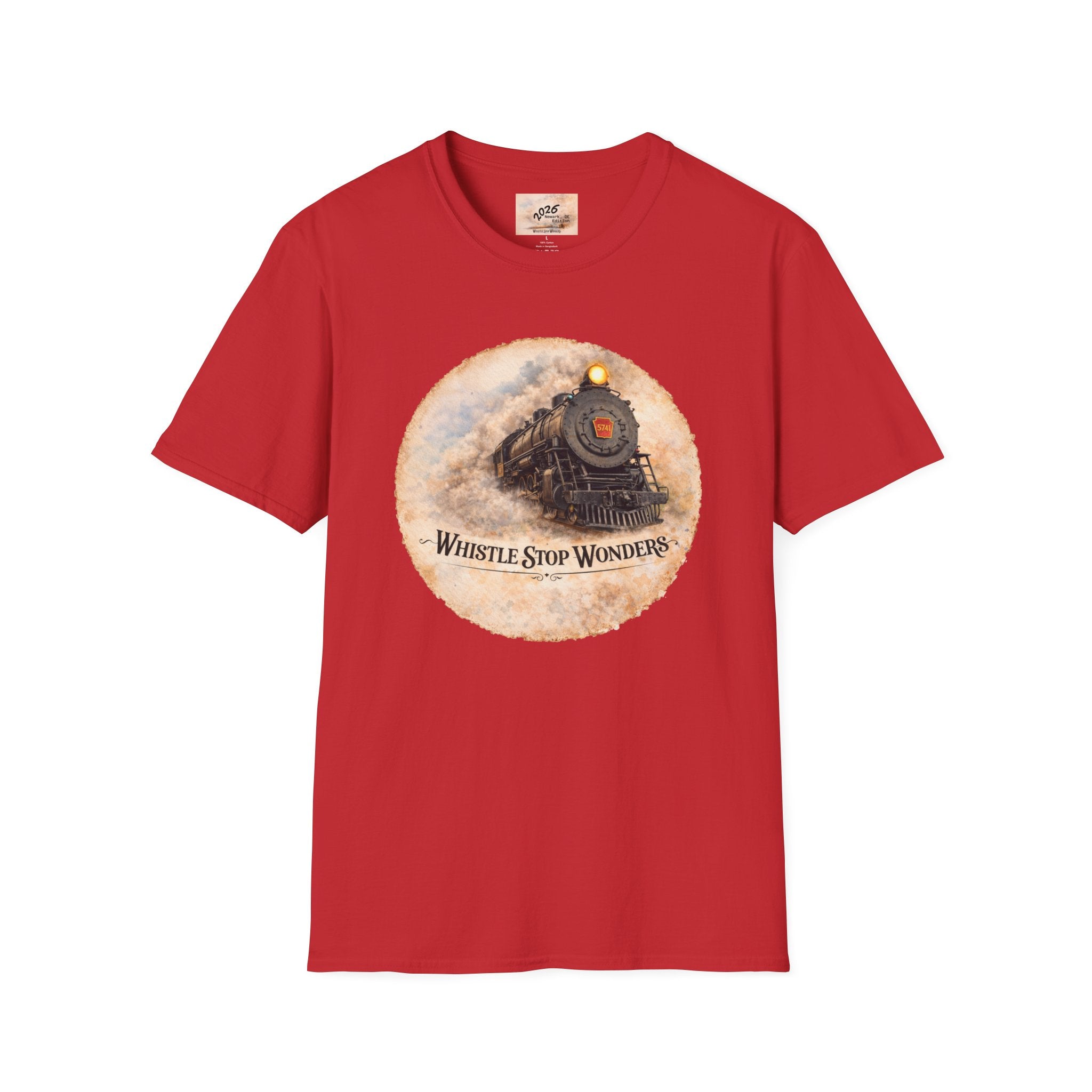 Whistle Stop Wonders™  2026 Newark, DE Edition Vintage T-Shirt — "Whistle Stop Wonders" Retro Steam Engine Tee