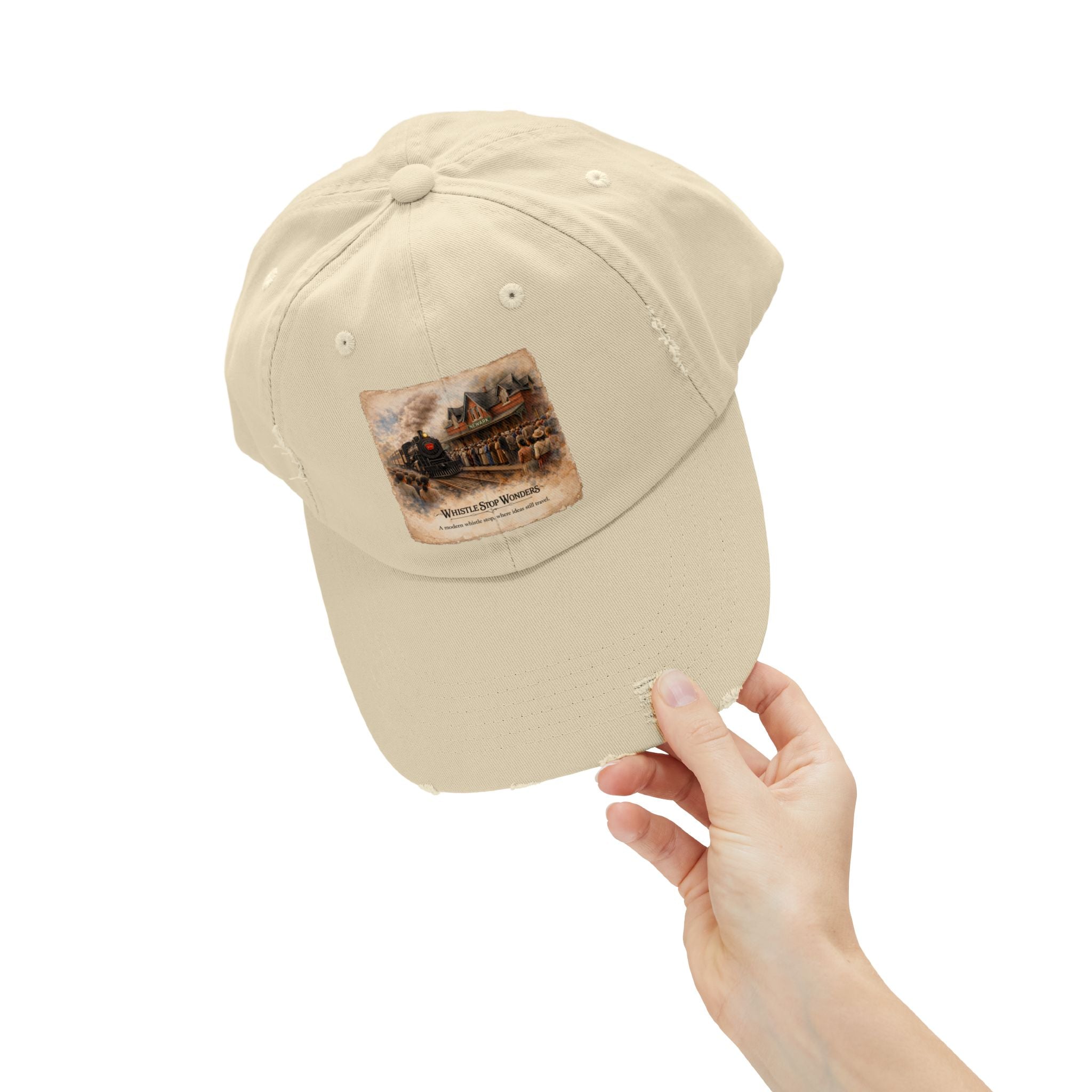 Whistle Stop Wonders™  2026 Newark, DE Edition Distressed Cap — Railroad Graphic Hat
