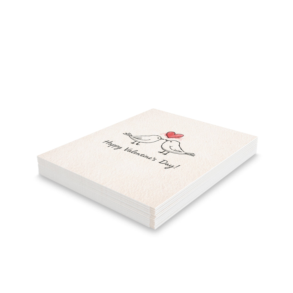 Valentine’s Day Greeting Cards — Kissing Birds with Heart (Pack of 8/16/24)