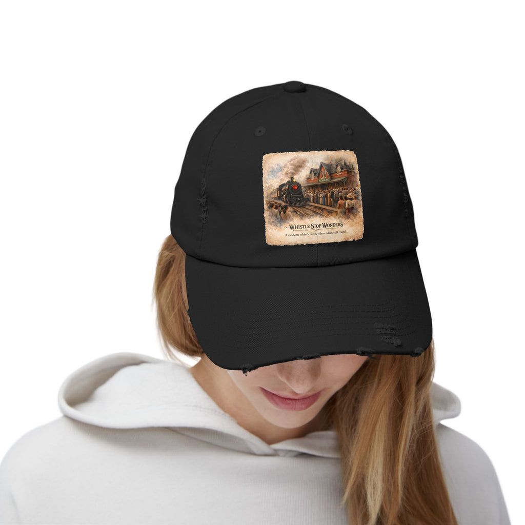 Whistle Stop Wonders™  2026 Newark, DE Edition Distressed Cap — Railroad Graphic Hat