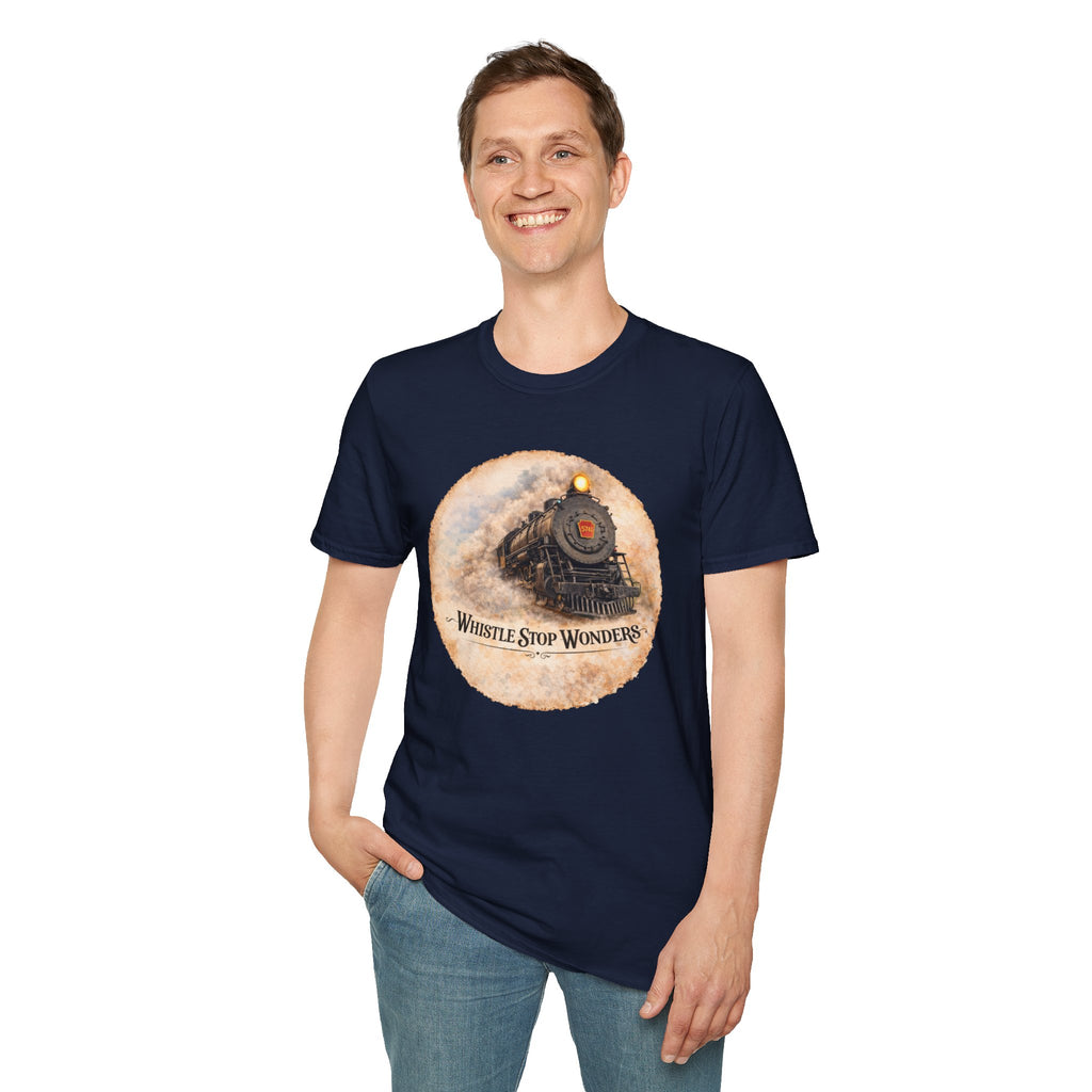 Whistle Stop Wonders™  2026 Newark, DE Edition Vintage T-Shirt — "Whistle Stop Wonders" Retro Steam Engine Tee