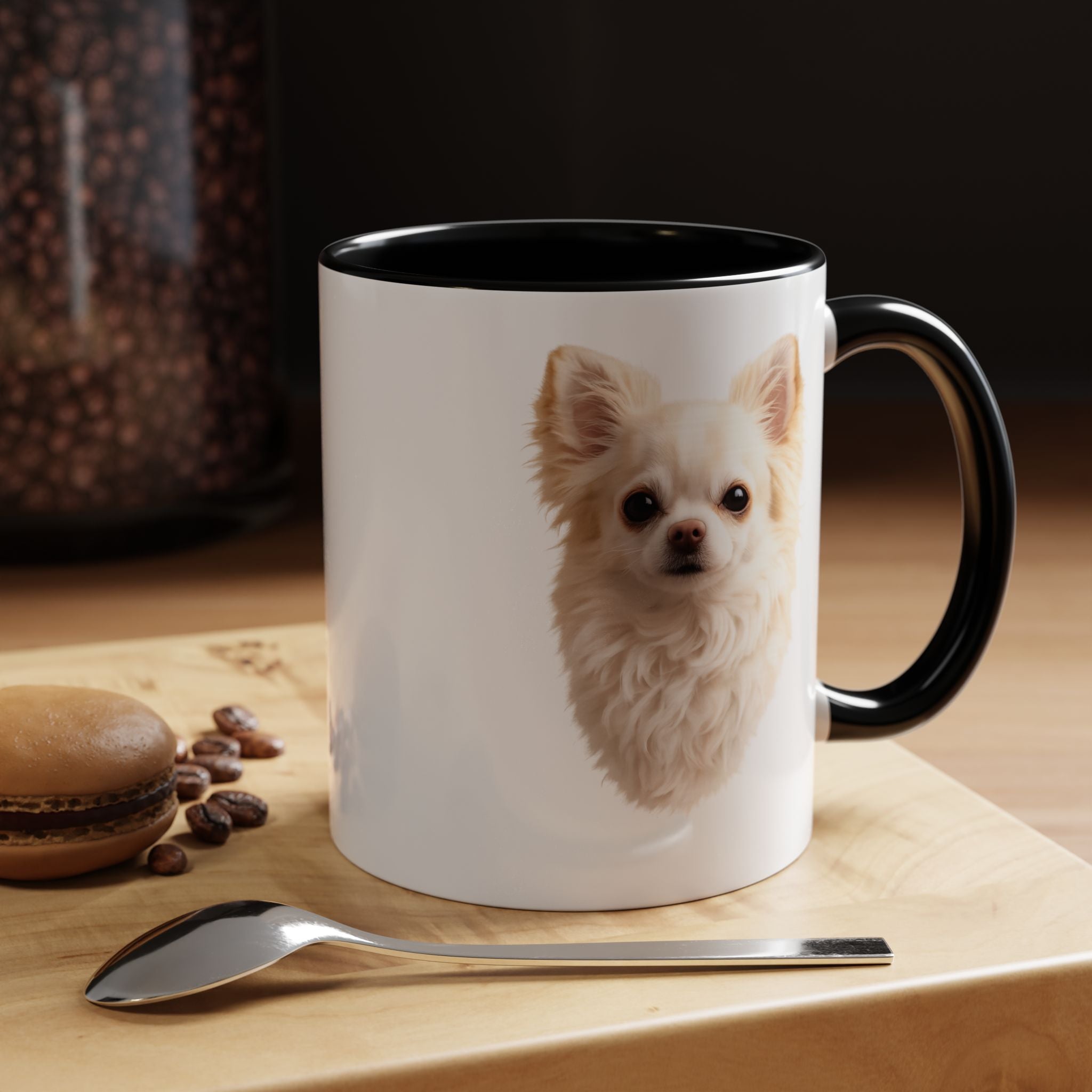 Chihuahua Portrait Accent Coffee Mug – Cute Small Dog Photo Drinkware (11/15oz)