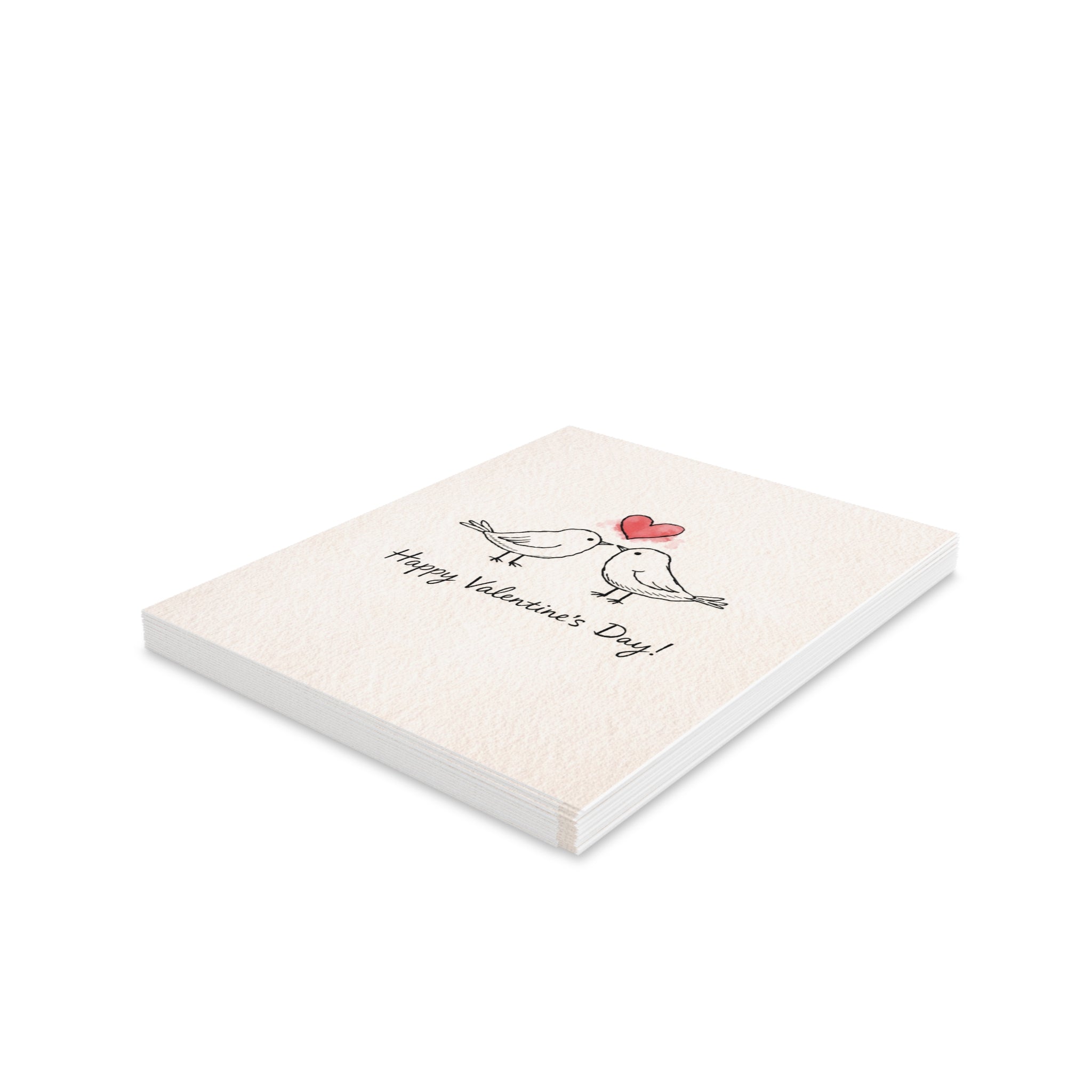 Valentine’s Day Greeting Cards — Kissing Birds with Heart (Pack of 8/16/24)
