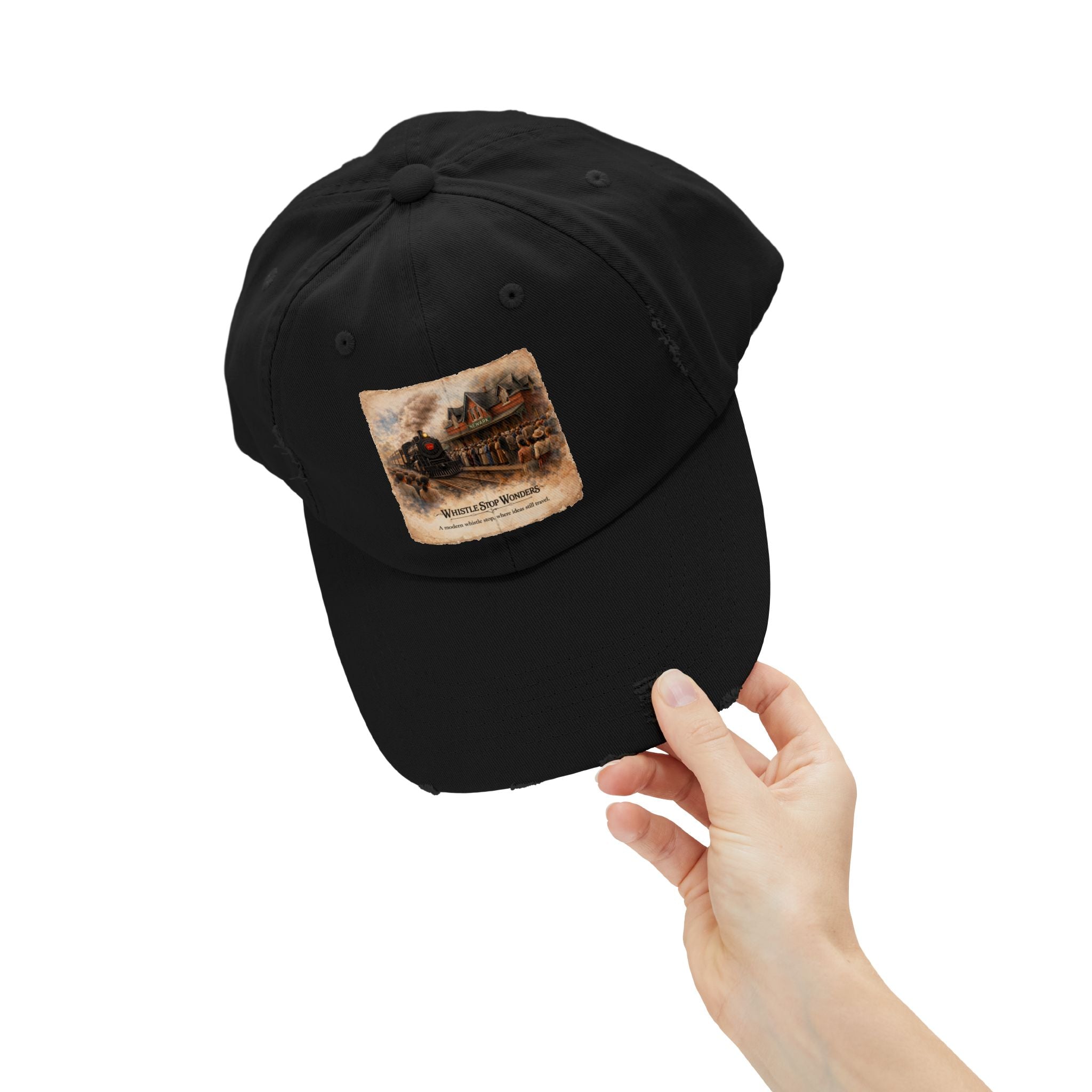 Whistle Stop Wonders™  2026 Newark, DE Edition Distressed Cap — Railroad Graphic Hat