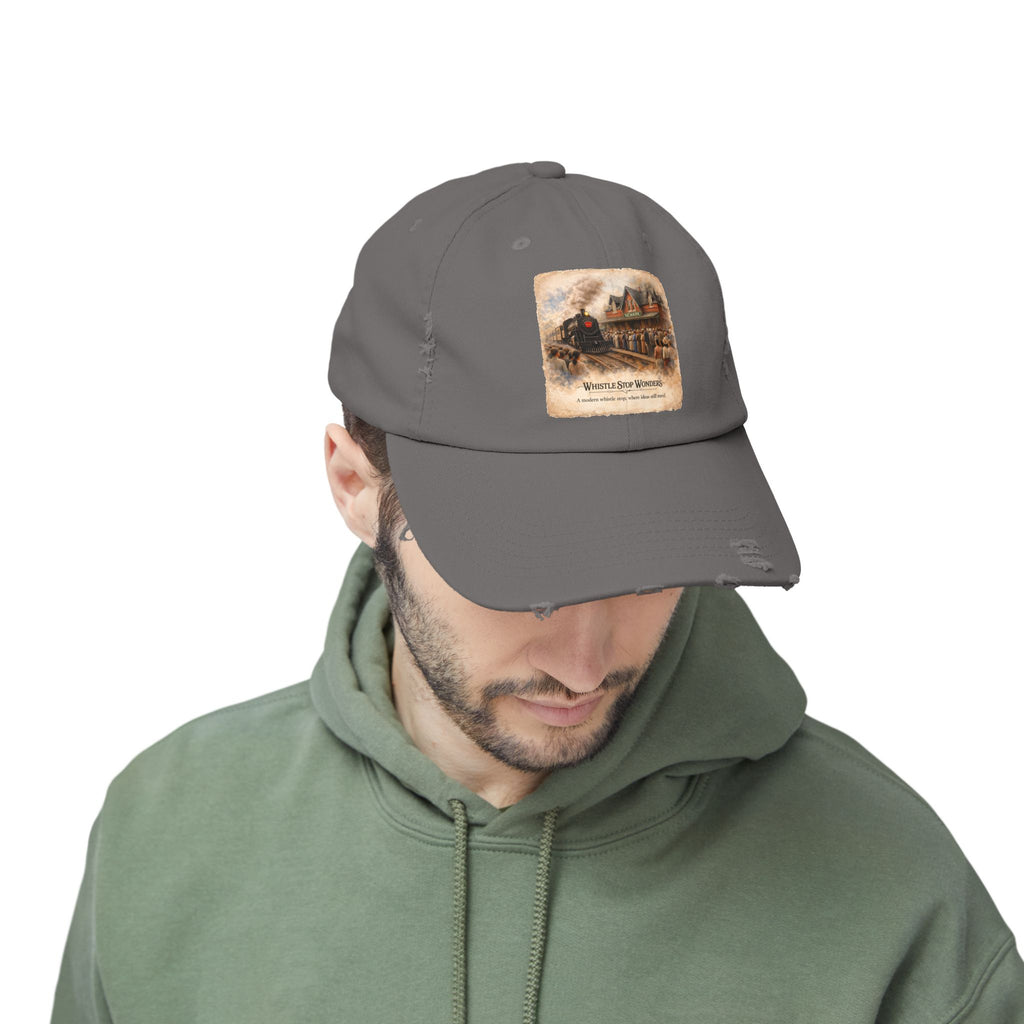 Whistle Stop Wonders™  2026 Newark, DE Edition Distressed Cap — Railroad Graphic Hat