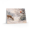 Winter Woodland Greeting Cards — Vintage Deer & Cardinal Holiday Note Cards (Set of 8/16/24)