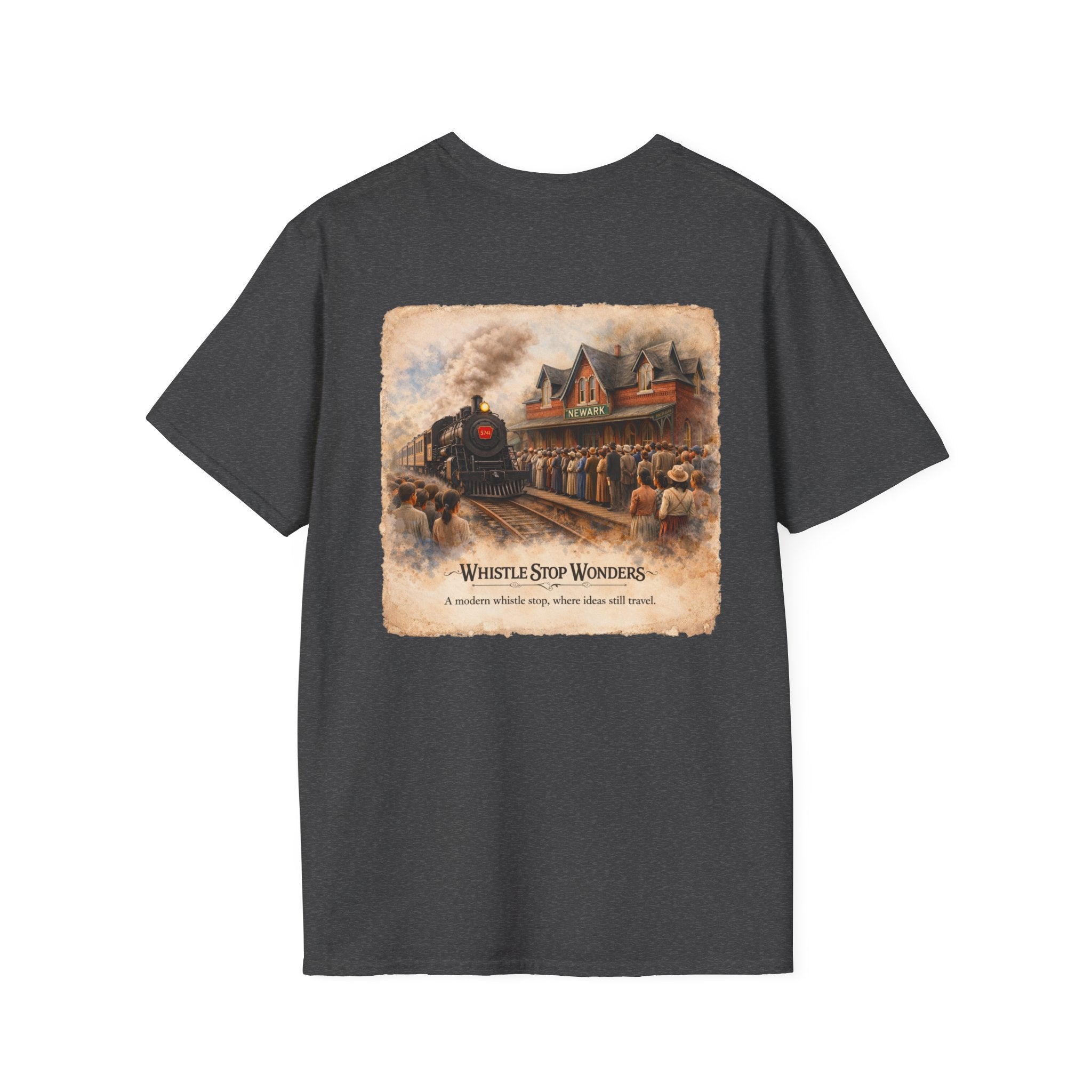 Whistle Stop Wonders™  2026 Newark, DE Edition Vintage T-Shirt — "Whistle Stop Wonders" Retro Steam Engine Tee