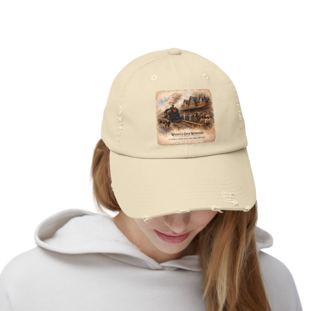 Whistle Stop Wonders™  2026 Newark, DE Edition Distressed Cap — Railroad Graphic Hat