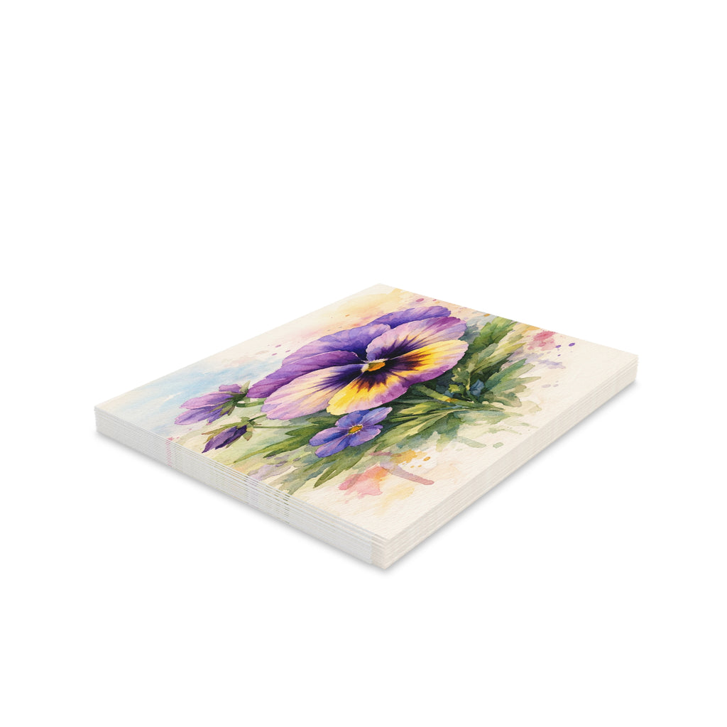 Pansy Watercolor Greeting Cards — Blank Note Cards (Set of 8/16/24)