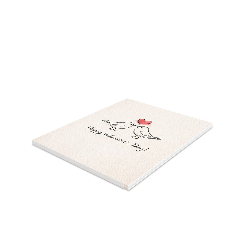 Valentine’s Day Greeting Cards — Kissing Birds with Heart (Pack of 8/16/24)