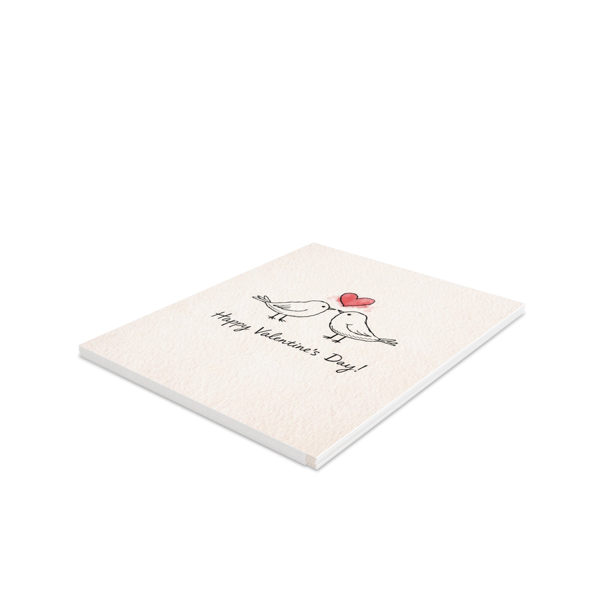 Valentine’s Day Greeting Cards — Kissing Birds with Heart (Pack of 8/16/24)