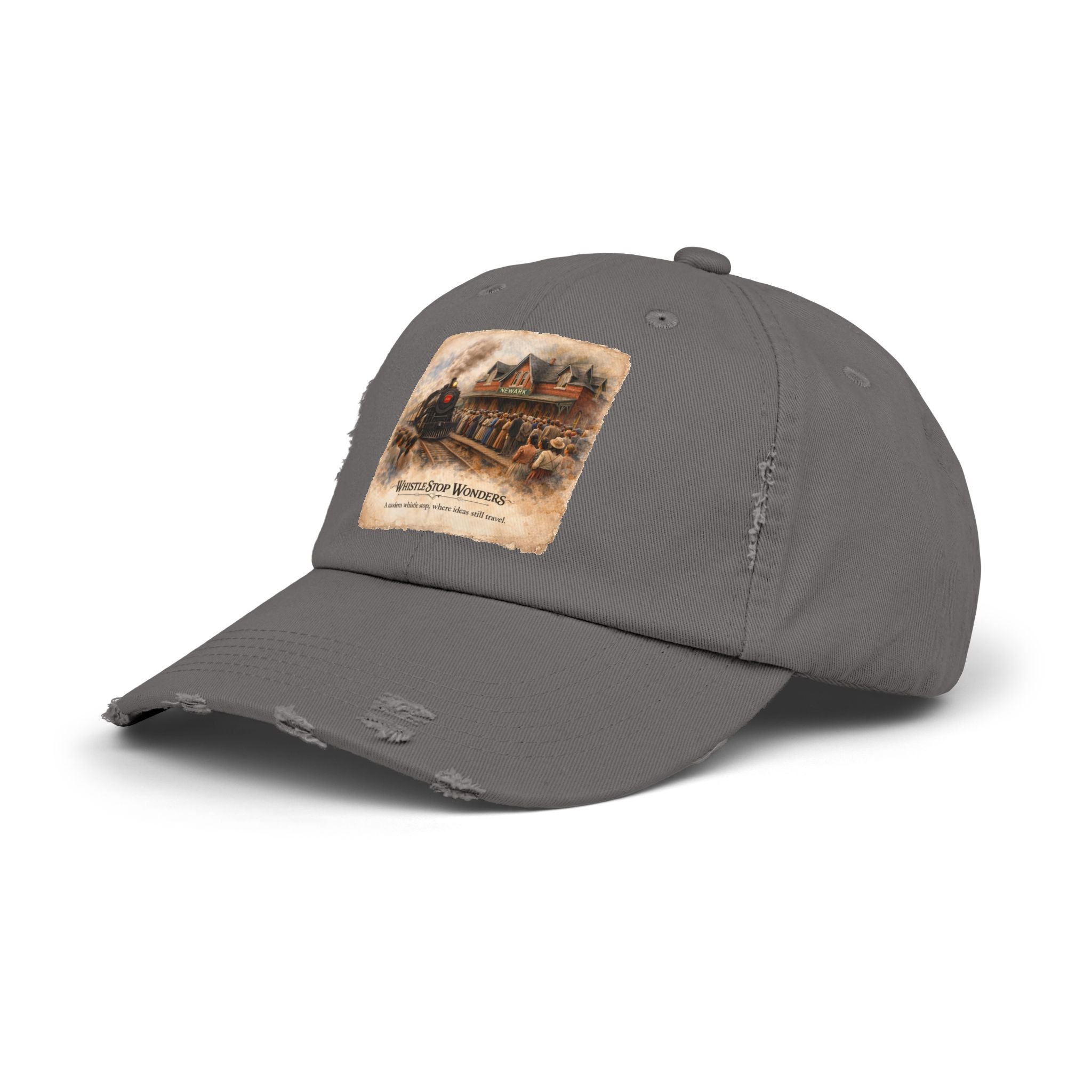 Whistle Stop Wonders™  2026 Newark, DE Edition Distressed Cap — Railroad Graphic Hat