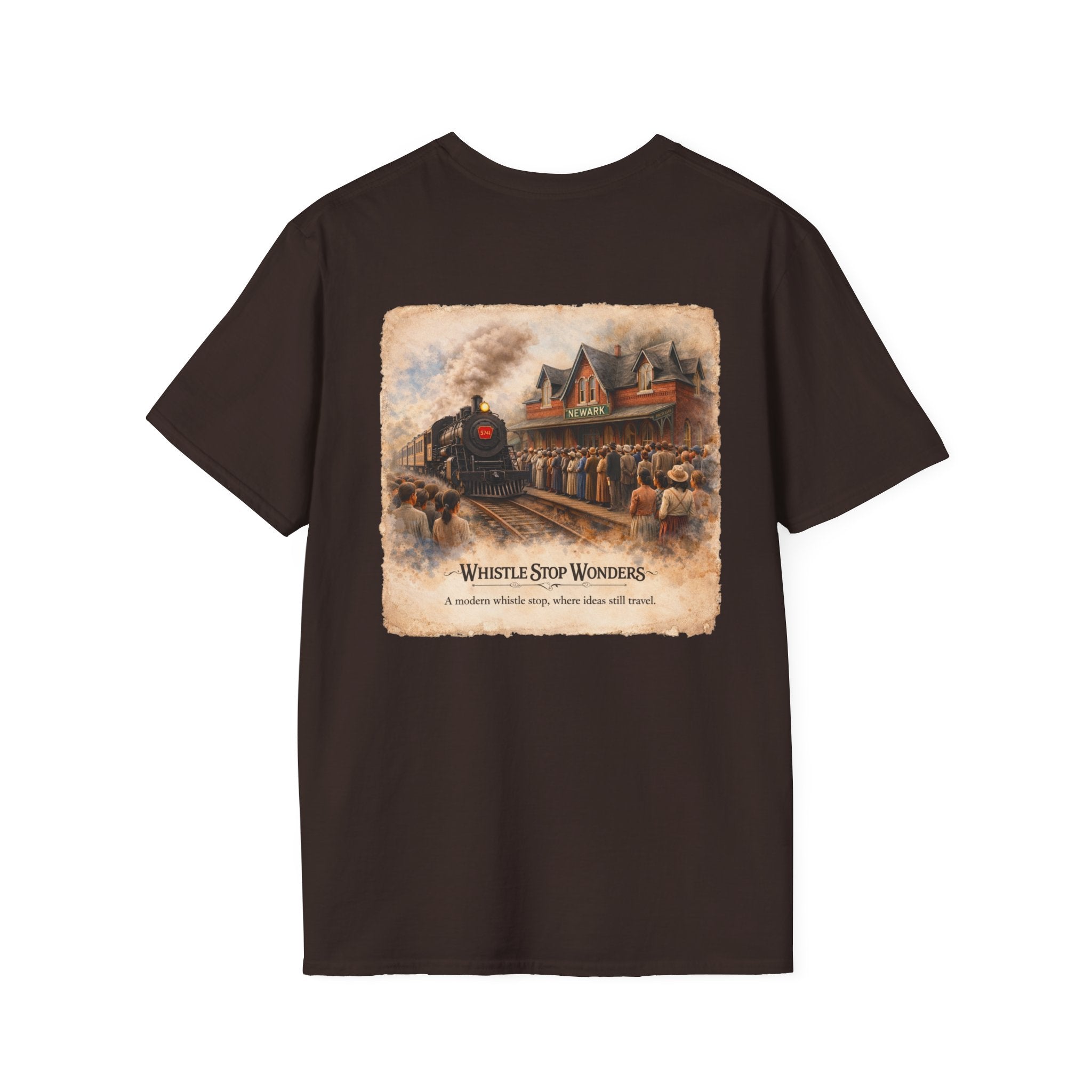 Whistle Stop Wonders™  2026 Newark, DE Edition Vintage T-Shirt — "Whistle Stop Wonders" Retro Steam Engine Tee