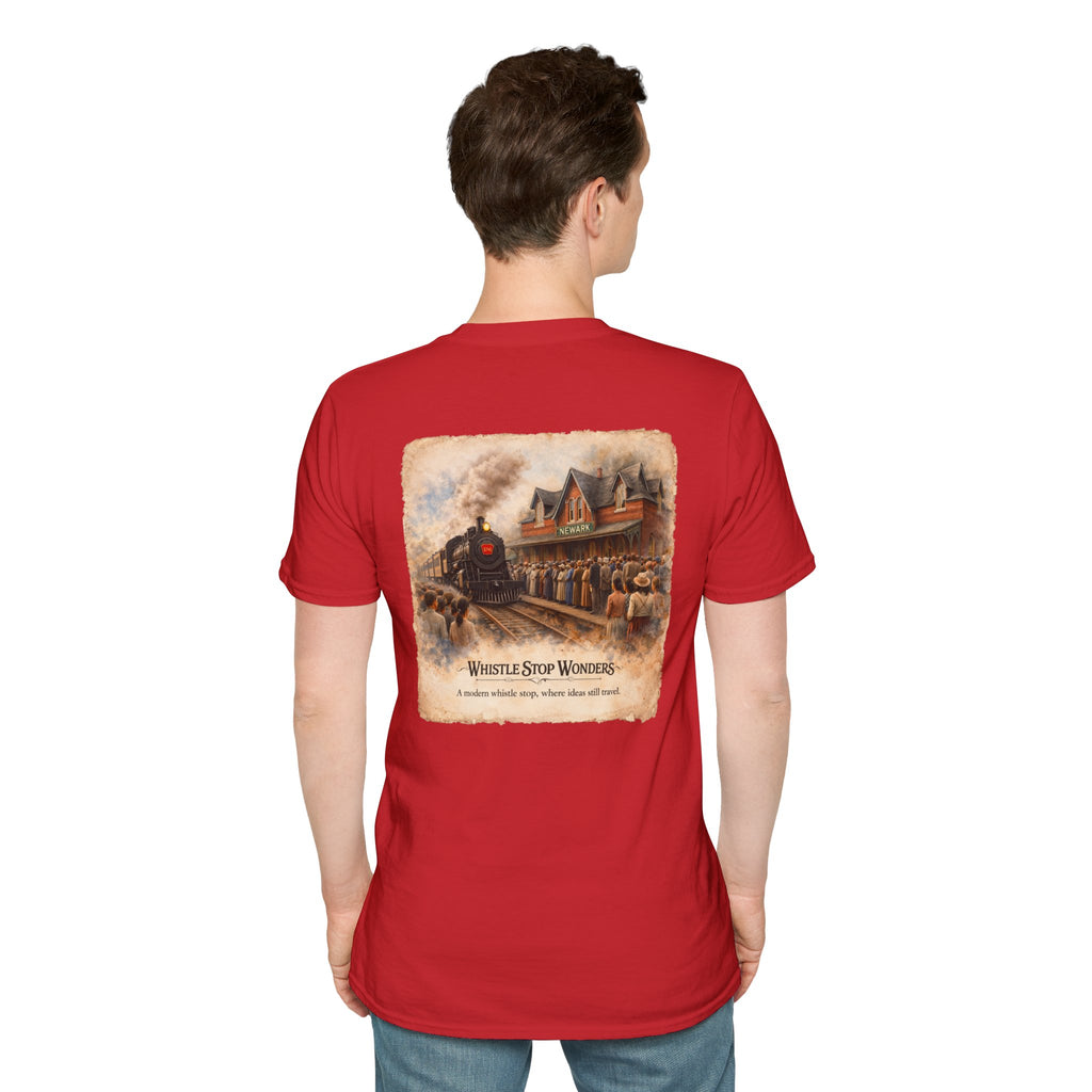 Whistle Stop Wonders™  2026 Newark, DE Edition Vintage T-Shirt — "Whistle Stop Wonders" Retro Steam Engine Tee