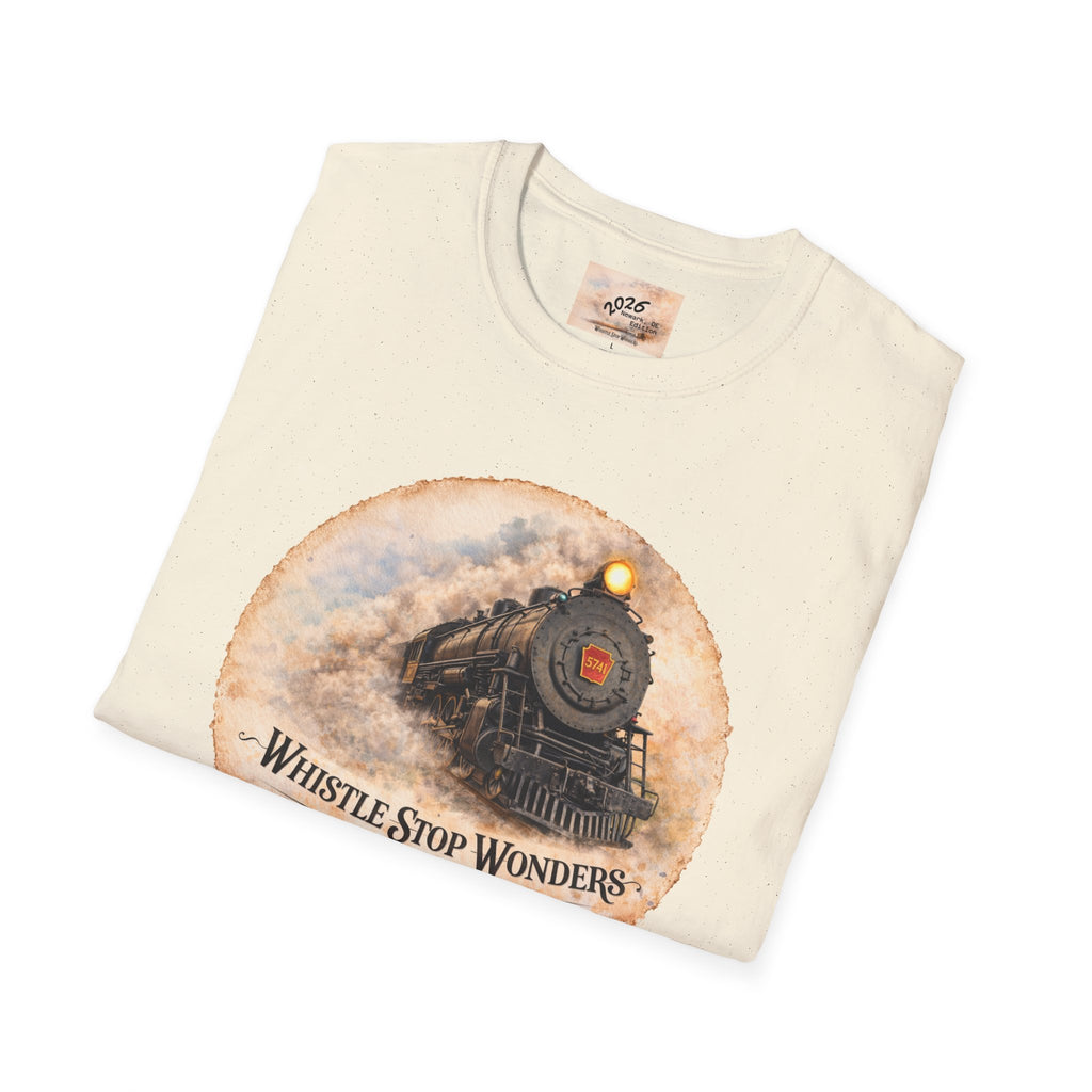 Whistle Stop Wonders™  2026 Newark, DE Edition Vintage T-Shirt — "Whistle Stop Wonders" Retro Steam Engine Tee