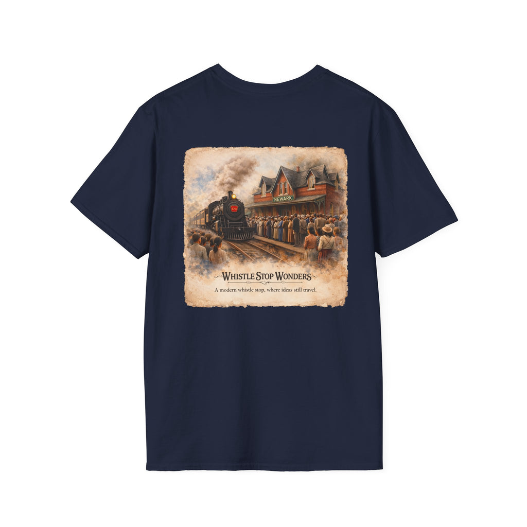Whistle Stop Wonders™  2026 Newark, DE Edition Vintage T-Shirt — "Whistle Stop Wonders" Retro Steam Engine Tee
