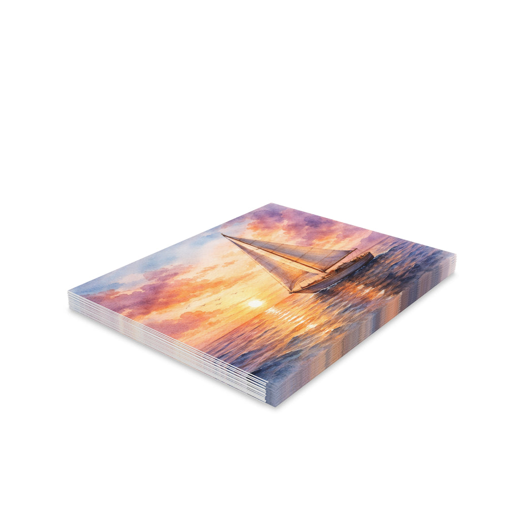 Sailboat Watercolor Greeting Cards — Blank Note Cards (Set of 8/16/24)