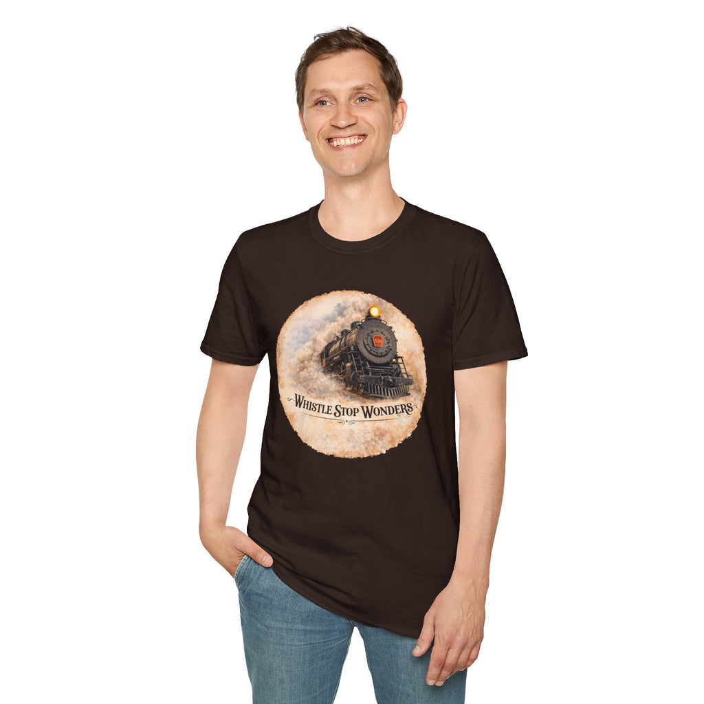 Whistle Stop Wonders™  2026 Newark, DE Edition Vintage T-Shirt — "Whistle Stop Wonders" Retro Steam Engine Tee