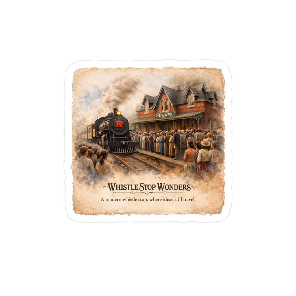 Whistle Stop Wonders™  2026 Newark, DE Edition Kiss-Cut Vinyl Sticker — "Whistle Stop Wonders"