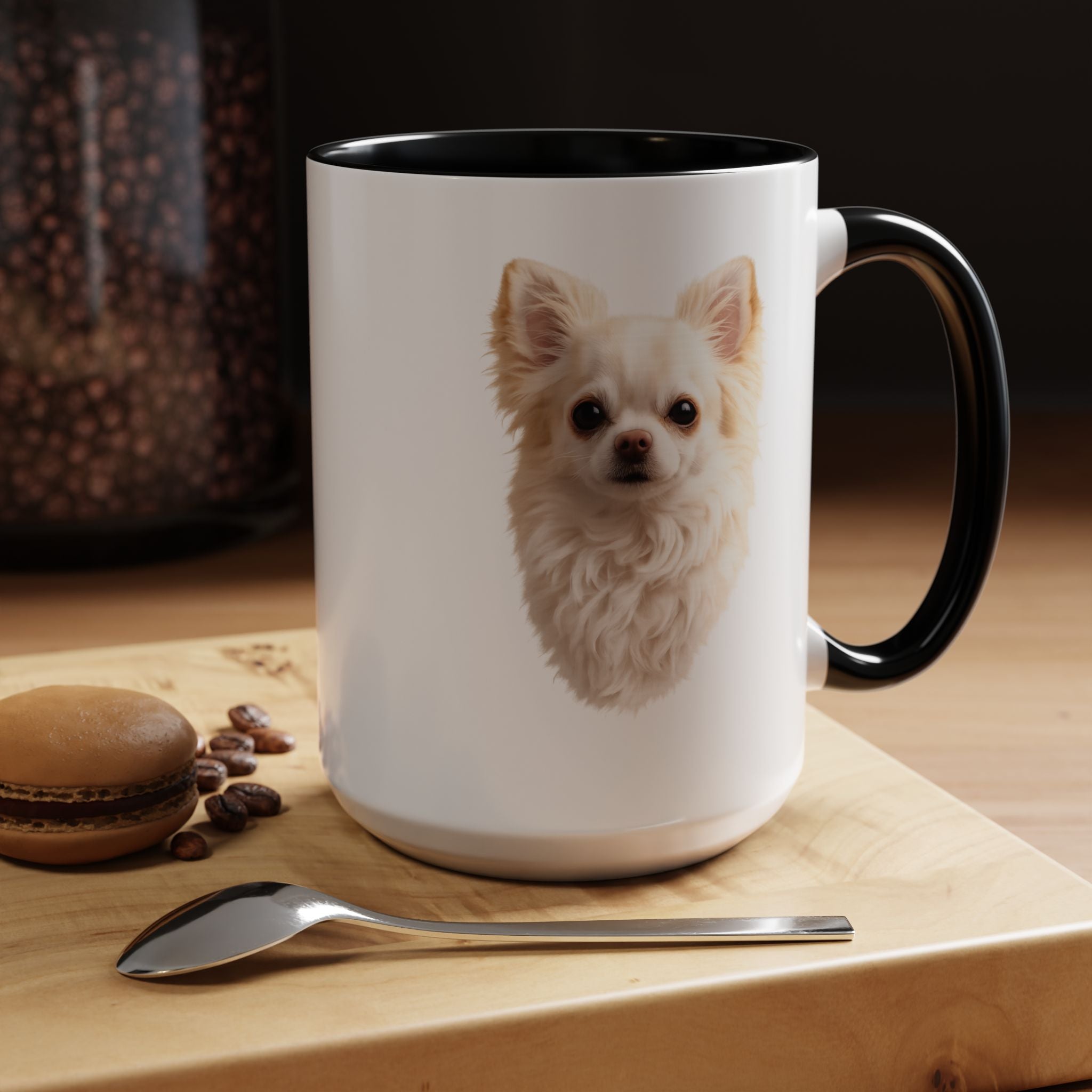 Chihuahua Portrait Accent Coffee Mug – Cute Small Dog Photo Drinkware (11/15oz)