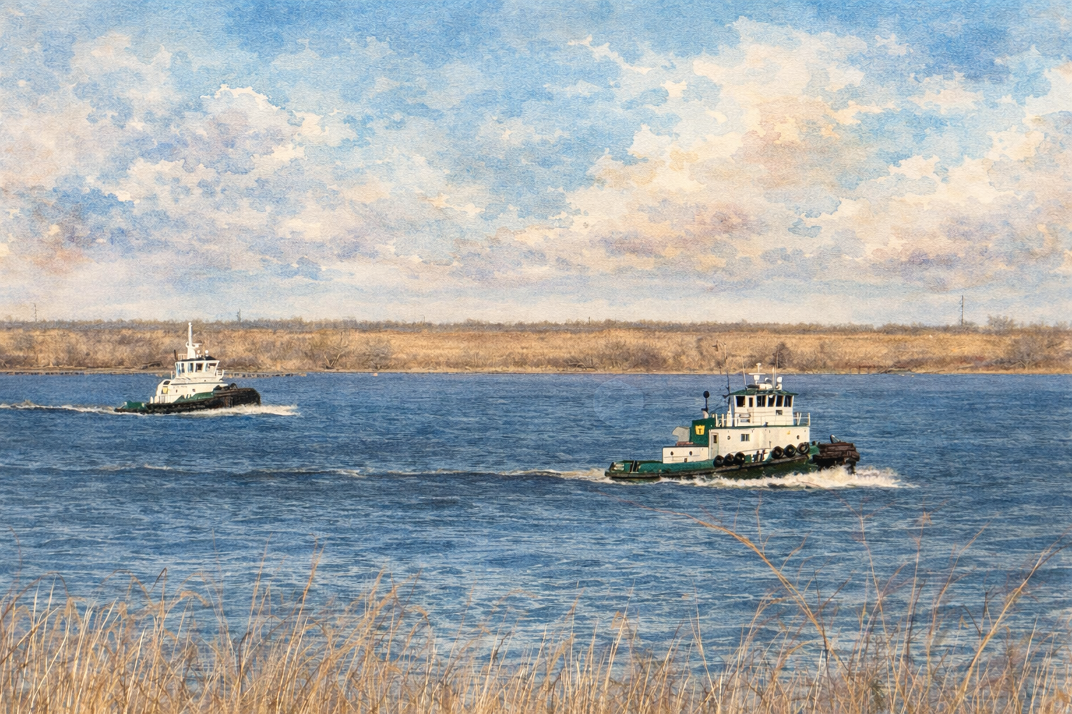 Where the River Works – Old New Castle, Delaware | Limited Edition Watercolor Print